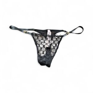 Victoria's Secret Logo Embroidery String Bikini Panty Black